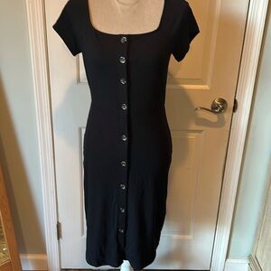 NWT Ann Taylor Button Down Ribbed Dress in Black